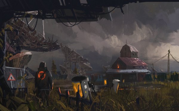 Sci Fi Post Apocalyptic Night Rain Building Antenna HD Wallpaper | Background Image