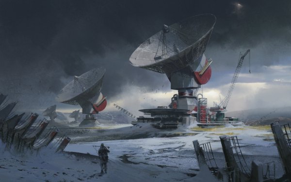 Sci Fi Structure Radar Snow Landscape HD Wallpaper | Background Image
