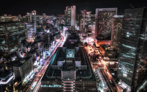 city building night Japan road skyscraper man made Osaka HD Desktop Wallpaper | Background Image