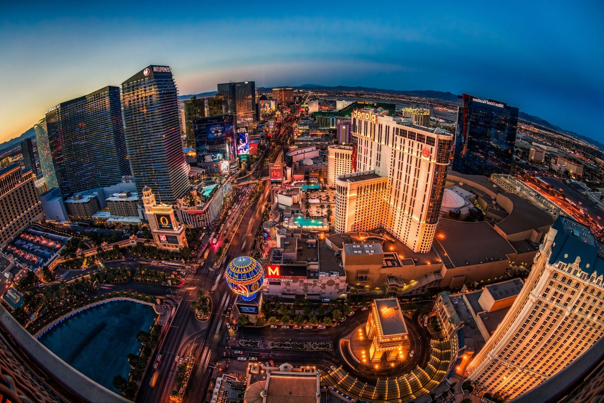 Download Fisheye Building Architecture Nevada Aerial Cityscape City Man Made Las Vegas HD Wallpaper