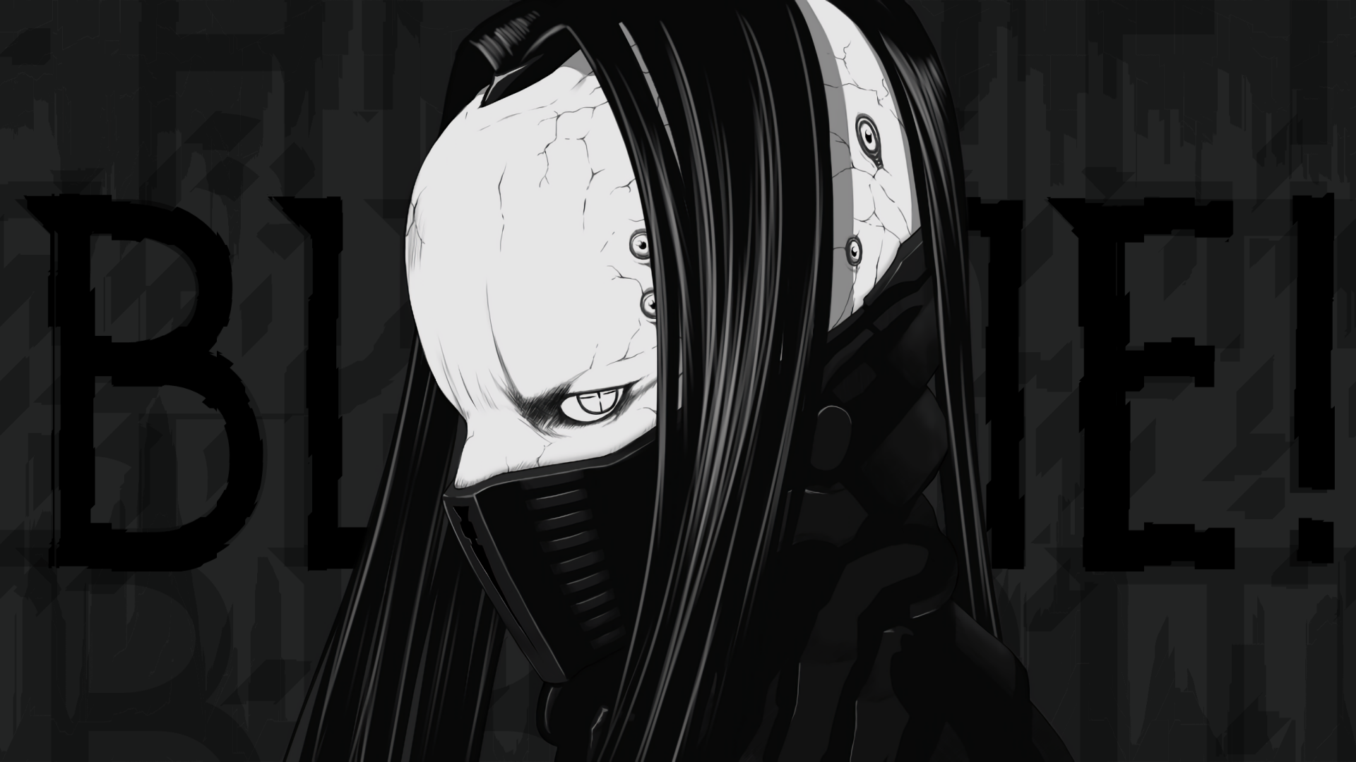 Download Mask Long Hair Dark Black & White Anime Blame! Dark Anime Black And White Anime HD Wallpaper