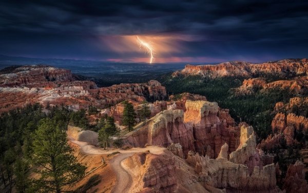 Earth Bryce Canyon National Park National Park Canyon Cloud Storm Lightning HD Wallpaper | Background Image