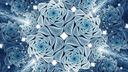 Abstract fractal pattern of blue flowers, creating a mesmerizing and intricate HD desktop wallpaper and background.