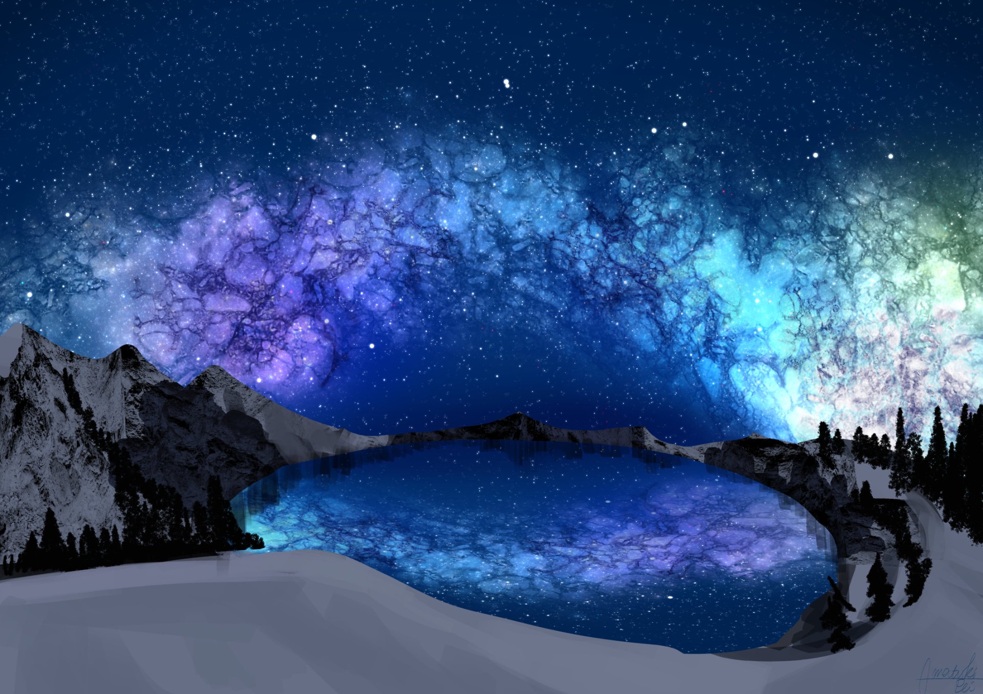 Download Starry Sky Shooting Star Anime Original HD Wallpaper by 雨月レイ