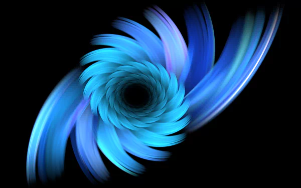 A vibrant HD abstract background featuring a blue vortex swirl created with Apophysis software, set against a black backdrop.