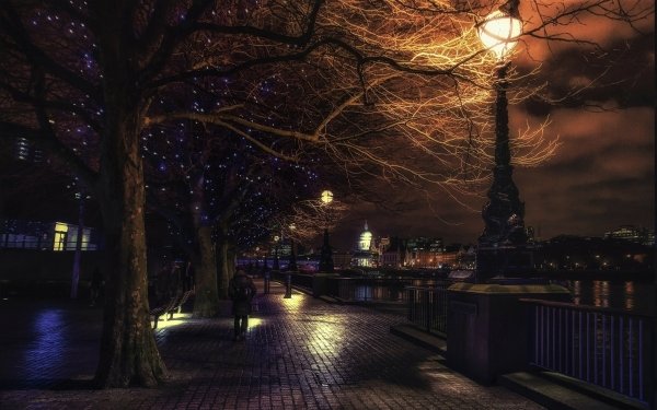 Man Made Street Night Christmas Light London City Cityscape HD Wallpaper | Background Image