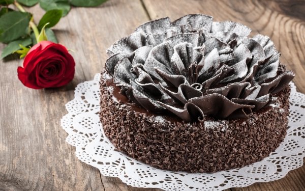 Food Cake Red Rose Pastry Chocolate HD Wallpaper | Background Image