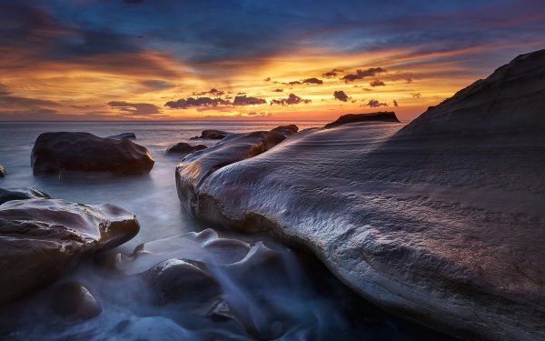 Earth Ocean Nature Horizon Sunset Sky HD Wallpaper | Background Image