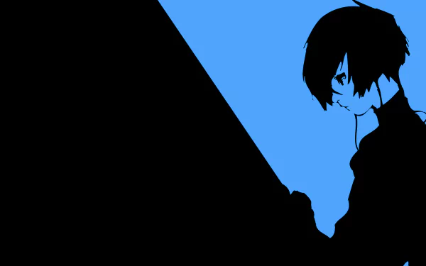 Silhouetted image of Makoto Yuki (Minato Arisato) from the video game Persona 3, featured in a 4K Ultra HD PC desktop wallpaper and background.