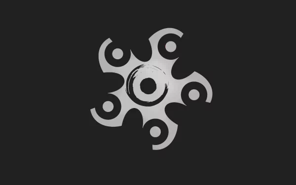 Minimalist monochrome Hibana emblem from Tom Clancy's Rainbow Six: Siege on a dark field — 8K Ultra HD PC desktop wallpaper, Minimalist Gaming style.