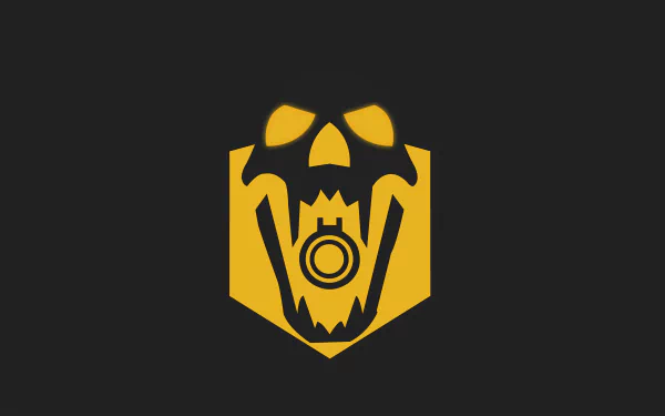 Minimalist HD desktop wallpaper featuring a yellow skull on a black background, inspired by Blackbeard from the video game Tom Clancy's Rainbow Six: Siege.