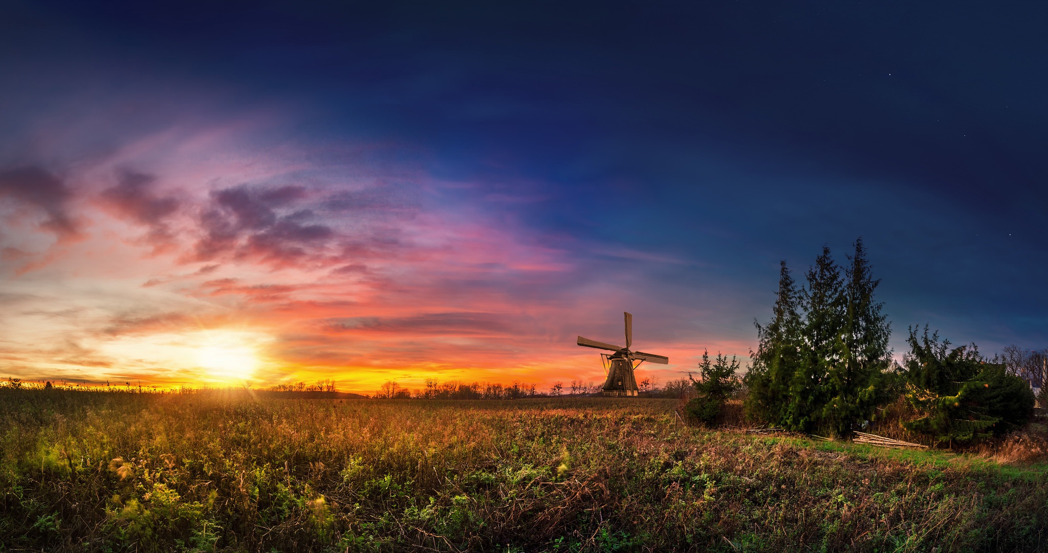 Download Windmill Sky Nature Photography Sunrise HD Wallpaper