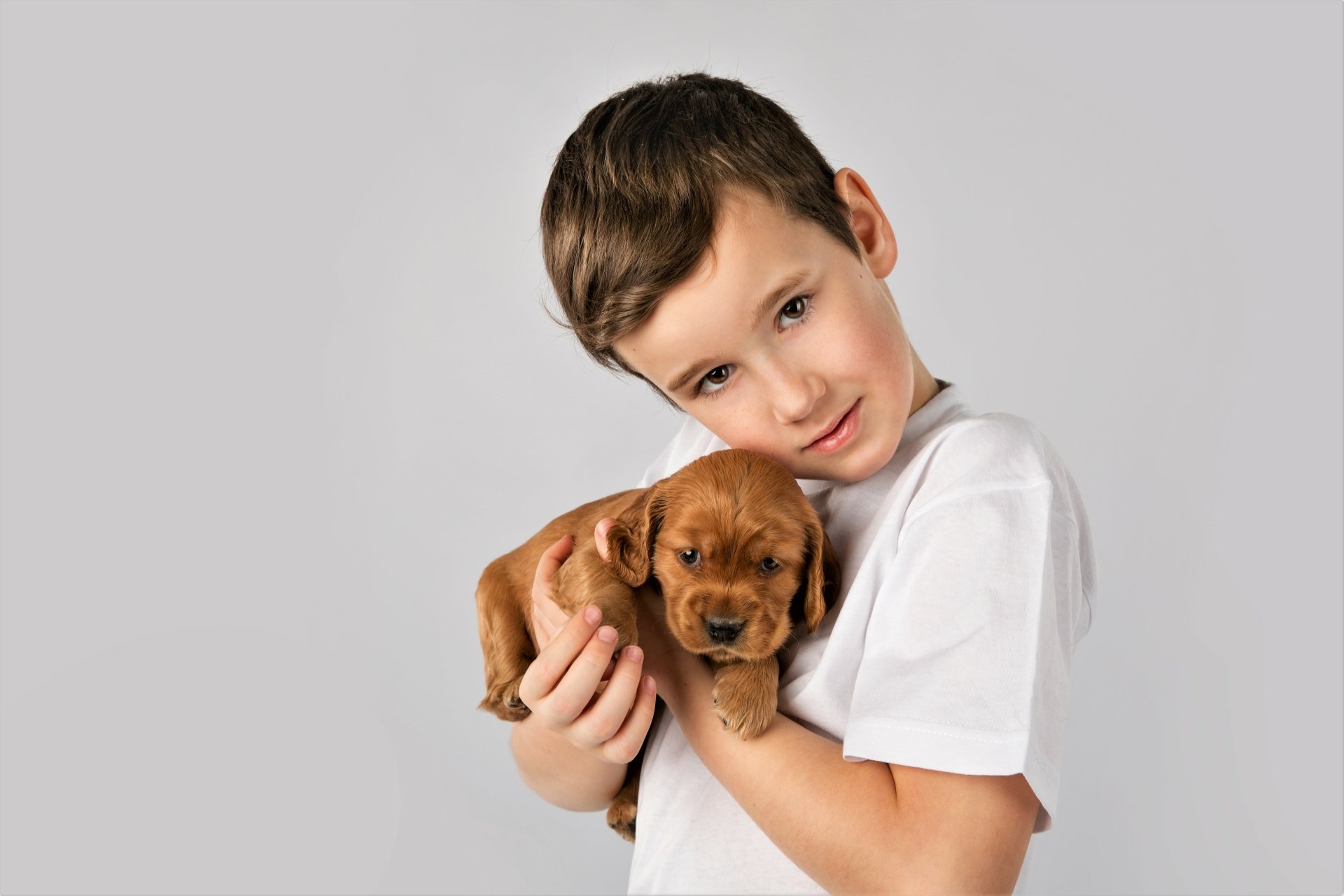 Cute Little Boy with Puppy