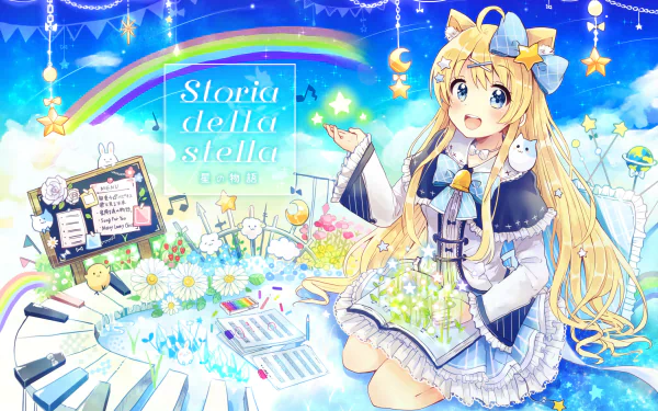 rainbow dress nekomimi blonde Anime Original HD Desktop Wallpaper | Background Image