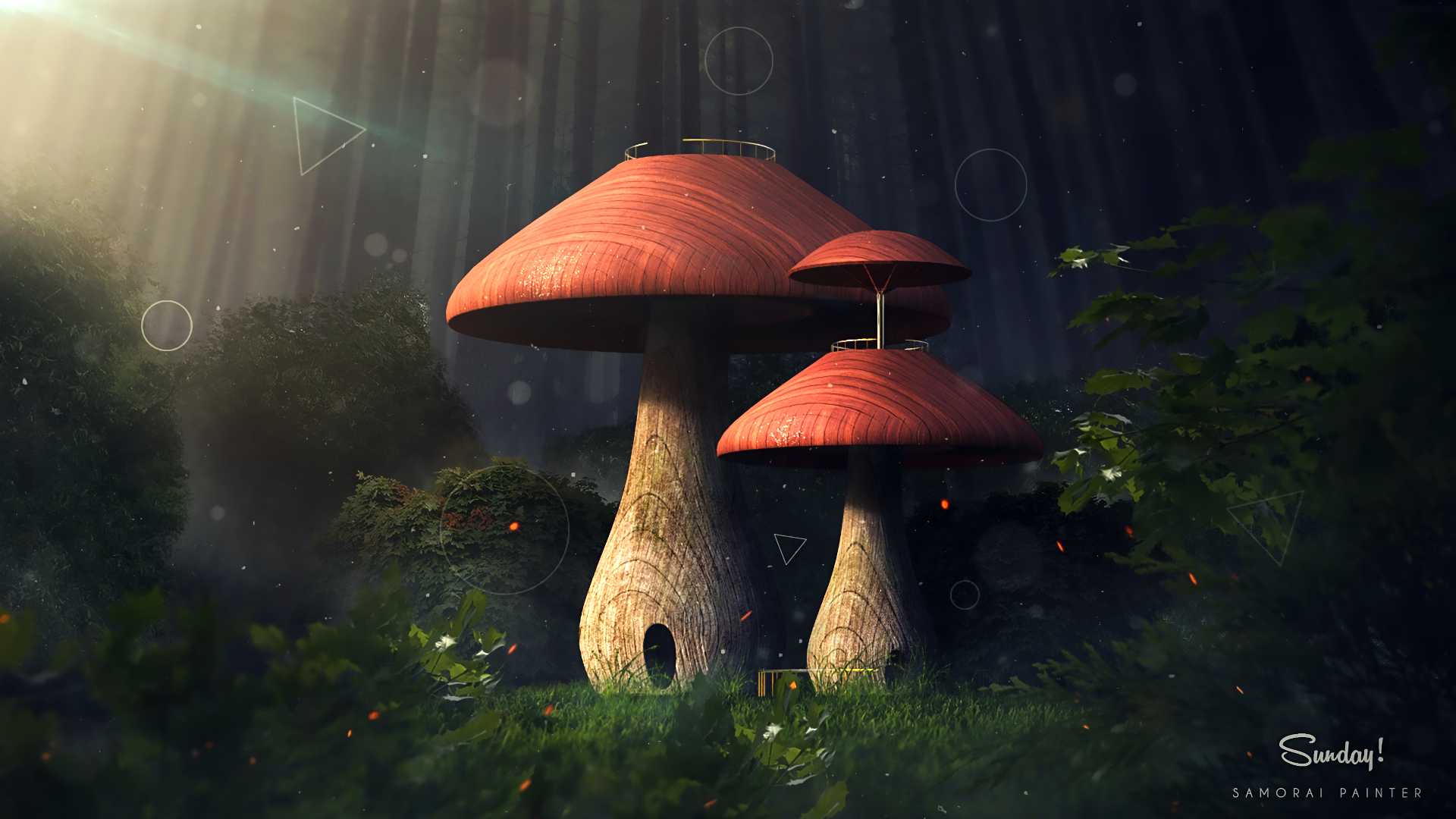 Download Mushroom Forest Artistic Fantasy HD Wallpaper by samorai-painter