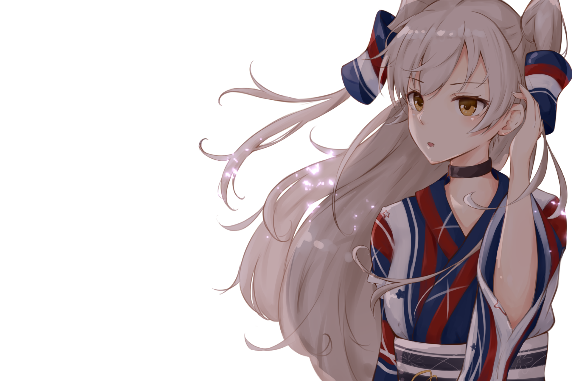 HD PC desktop wallpaper featuring Amatsukaze from Kantai Collection in detailed anime style with soft colors and flowing hair.