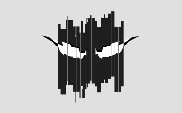 Minimalist 8K Ultra HD PC wallpaper featuring Vigil from Tom Clancy's Rainbow Six: Siege with sharp, abstract black shapes and white eyes on a light gray background.