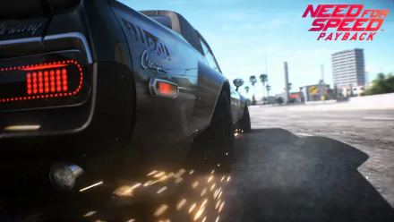 4K Ultra HD desktop wallpaper featuring a Mercury car drifting with sparks in the video game Need for Speed Payback.