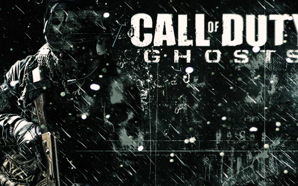 HD PC desktop wallpaper featuring a dark, intense scene from the video game Call of Duty: Ghosts with a soldier and the game title prominently displayed.