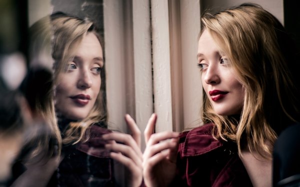 Women Model Reflection Face Lipstick Blonde HD Wallpaper | Background Image