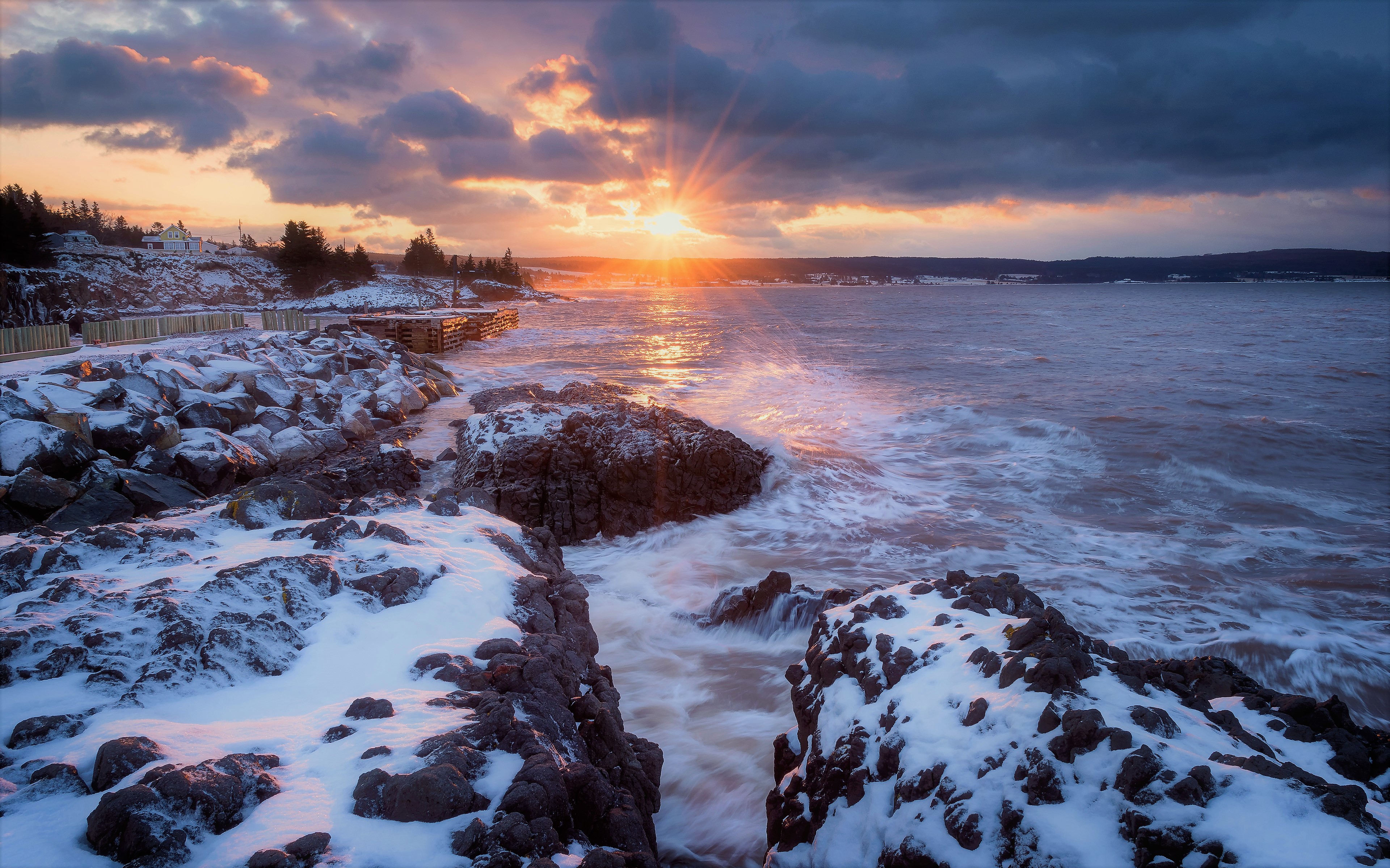 Download Sun Winter Snow Sea Ocean Earth Photography Sunset 4k Ultra HD ...