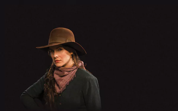 HD desktop wallpaper featuring a character from Godless dressed in Western attire with a hat, set against a dark background.