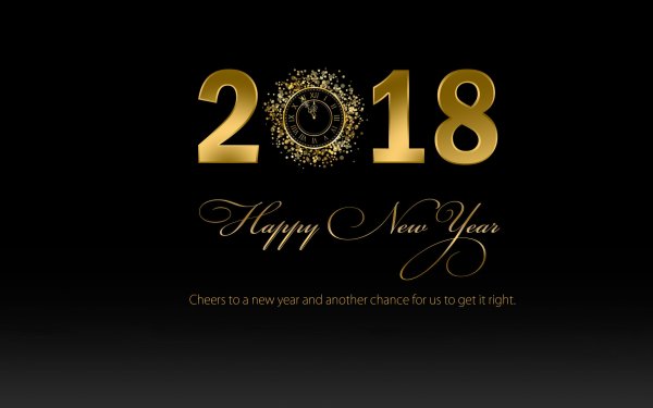 Día festivo Nuevo Año 2018 Año Nuevo Reloj Gold Fondo de pantalla HD | Fondo de Escritorio