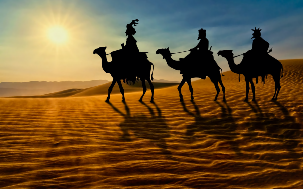 Holiday Christmas The Three Wise Men Desert Camel Sun HD Wallpaper | Background Image