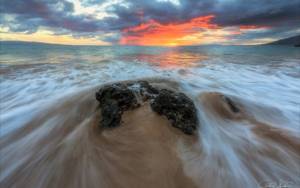 Earth Sunset Ocean Sea Beach Sky Horizon HD Wallpaper | Background Image