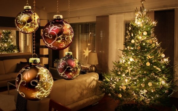 Holiday Christmas Decoration Bauble Room Ligths Christmas Tree HD Wallpaper | Background Image