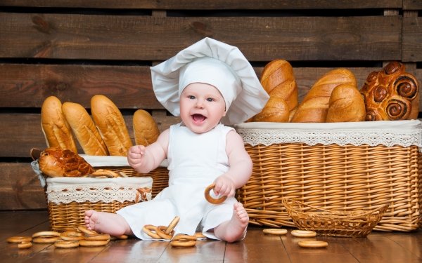 Photography Baby Smile Bread Chef HD Wallpaper | Background Image