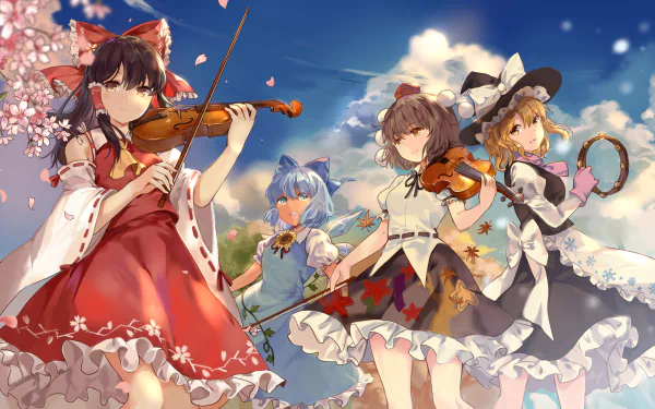 Cirno (Touhou) Aya Shameimaru Marisa Kirisame Reimu Hakurei Anime Touhou HD Desktop Wallpaper | Background Image