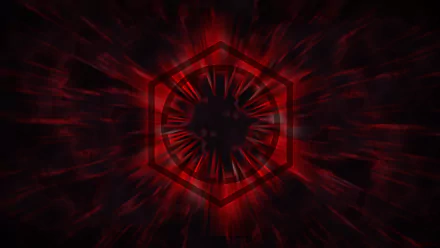 4K Ultra HD PC desktop wallpaper featuring the red and black emblem of the First Order from Star Wars Episode VII: The Force Awakens, set against a dark sci-fi background.