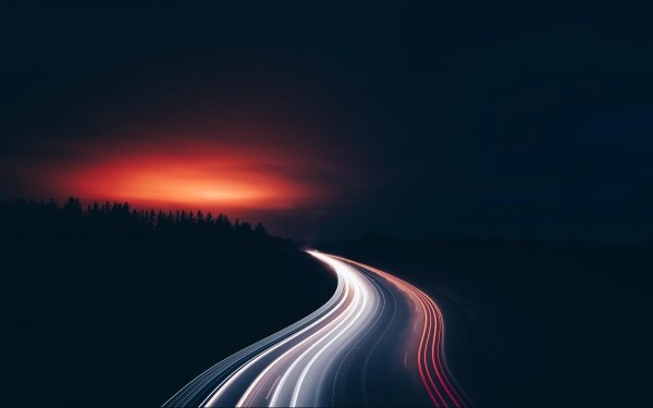 Photography Time-lapse Night Highway Road Light HD Wallpaper | Background Image