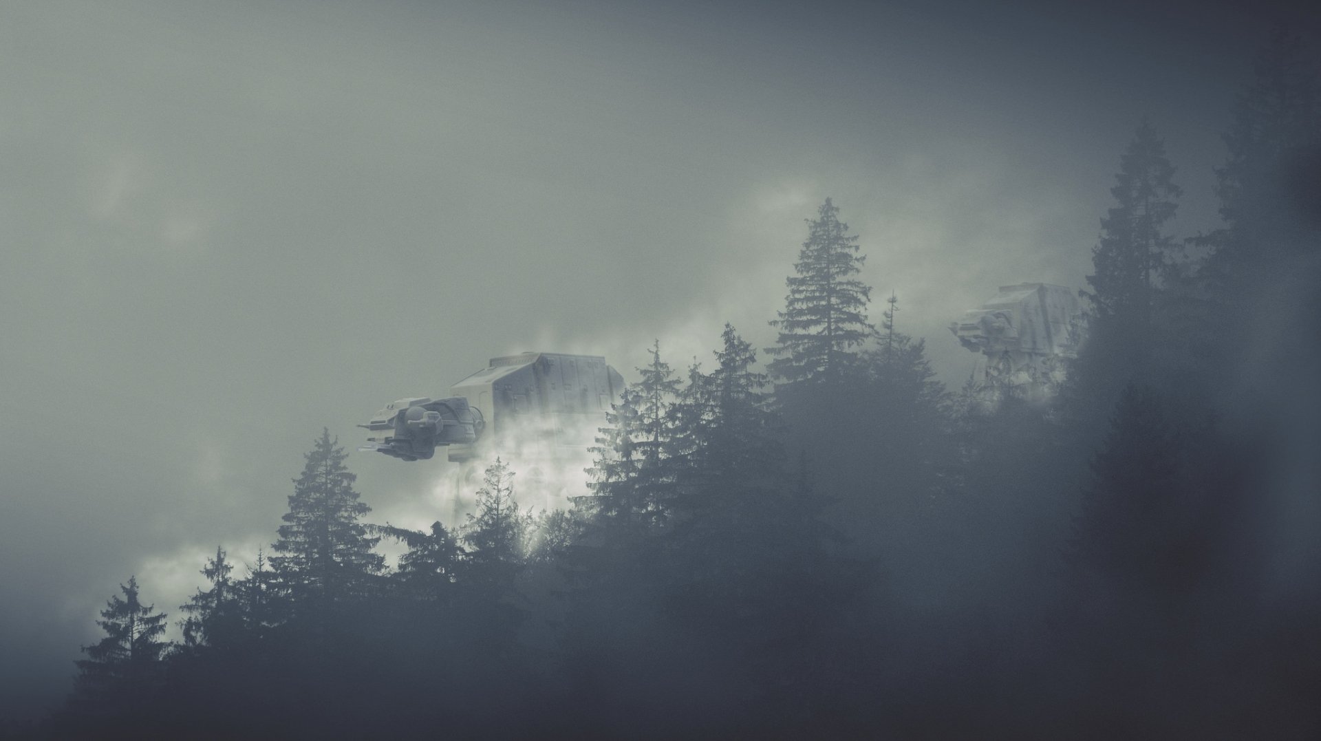 Sci-Fi Forest Fog HD Wallpaper