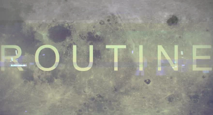 HD desktop wallpaper with the word ROUTINE overlaid on a textured, abstract background.