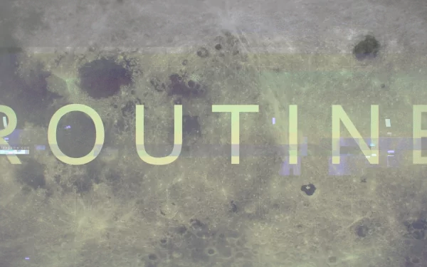 HD desktop wallpaper with the word ROUTINE overlaid on a textured, abstract background.