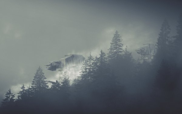 Sci Fi Star Wars AT-AT Walker Fog Forest HD Wallpaper | Background Image