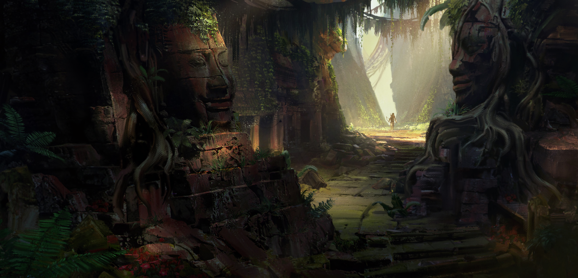 Lara Croft in Ancient Ruin - HD Wallpaper by Tian Zi