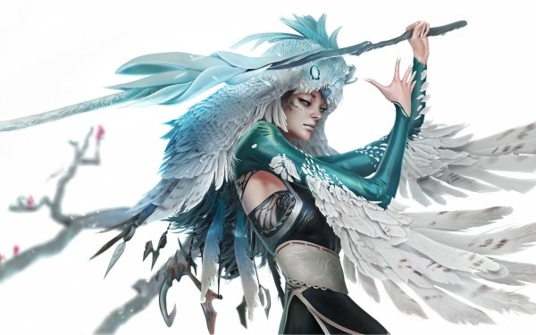 Fantasy Women Warrior Woman Warrior Sword Feather HD Wallpaper | Background Image