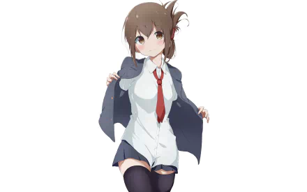 HD PC desktop wallpaper featuring Inazuma from Kantai Collection, depicted in anime style with a school uniform and red tie.