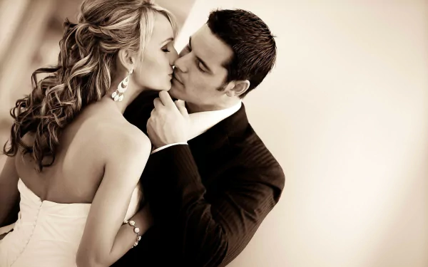 earrings groom bride kiss photography love HD Desktop Wallpaper | Background Image