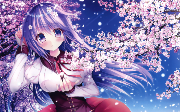 Anime Girl Purple Hair Purple Eyes HD Wallpaper | Background Image