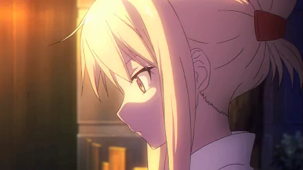 A HD desktop wallpaper featuring Mashiro Shiina from the anime Sakurasou no Pet na Kanojo, showcasing a serene side profile illuminated by a warm, ambient light.