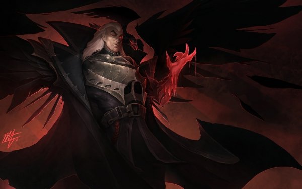 Video Game League Of Legends Swain Crow White Hair Angel Warrior HD Wallpaper | Background Image