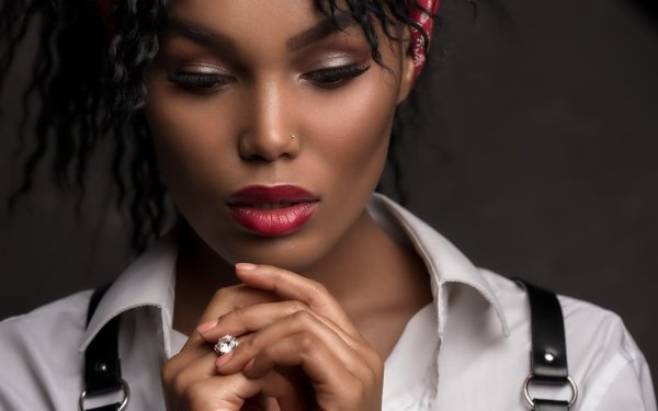 Women Model Face Lipstick Brunette HD Wallpaper | Background Image