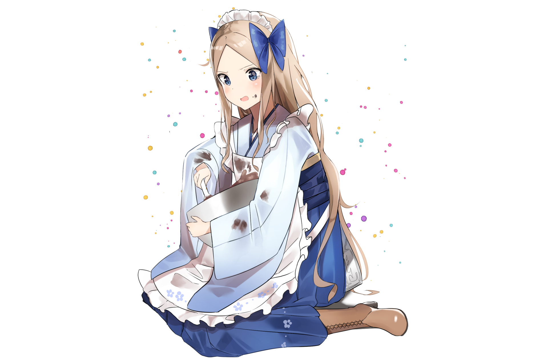 HD PC desktop wallpaper featuring Asakaze from Kantai Collection (Kancolle) in anime style with soft colors and confetti accents.