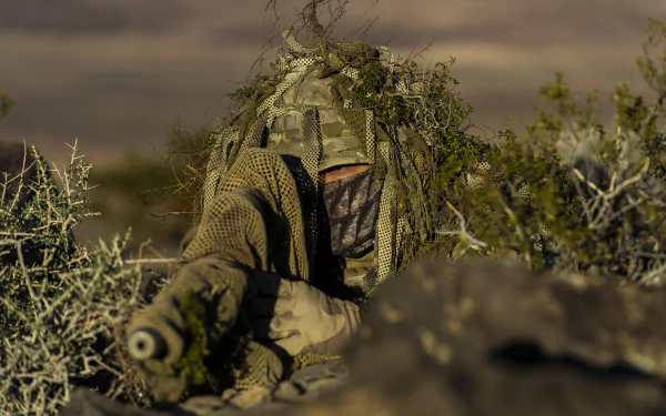 Military Sniper Camouflaged