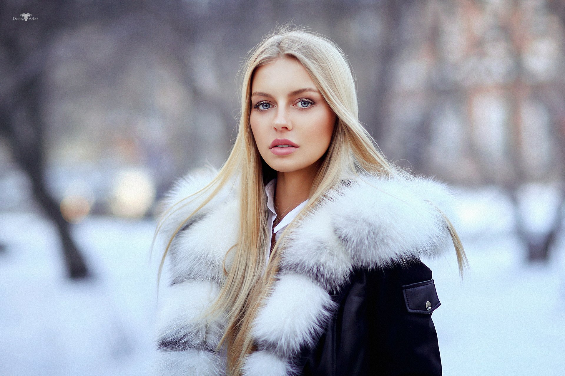 Download Depth Of Field Blue Eyes Blonde Long Hair Woman Model  HD Wallpaper by Dmitry Arhar