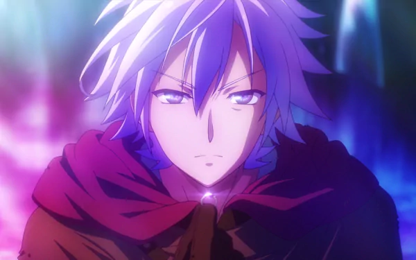 HD anime desktop wallpaper featuring Riku Dola from No Game No Life, showcasing his determined expression against a vibrant, glowing background.